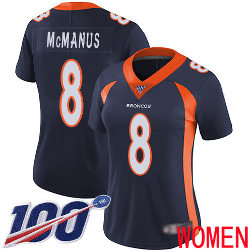 Women Denver Broncos #8 Brandon McManus Navy Blue Alternate Vapor Untouchable Limited Player 100th Season Football NFL Jersey->women nfl jersey->Women Jersey